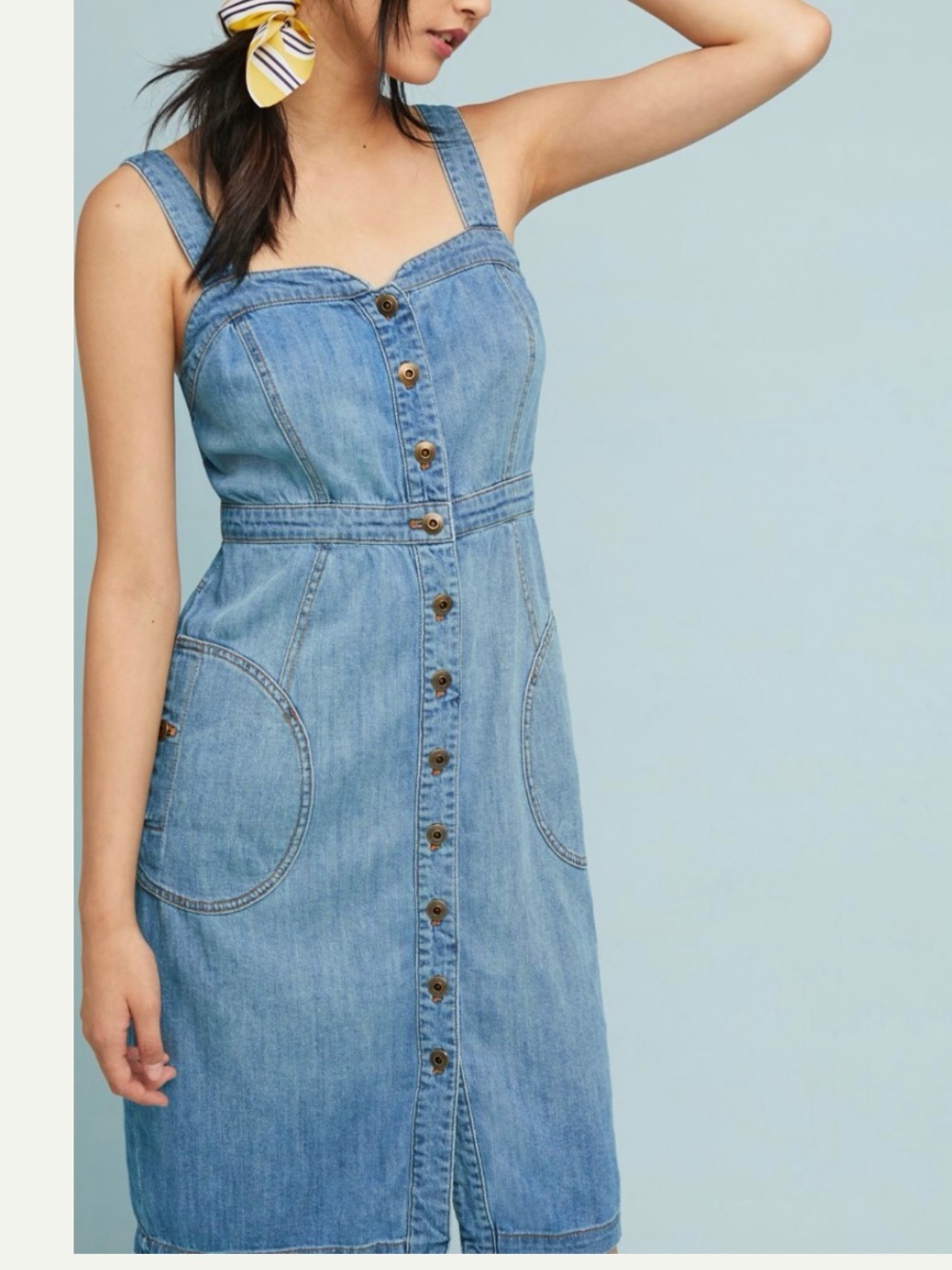 Anthropologie Pilcro Button-down Denim Dress Size 4 Light Blue